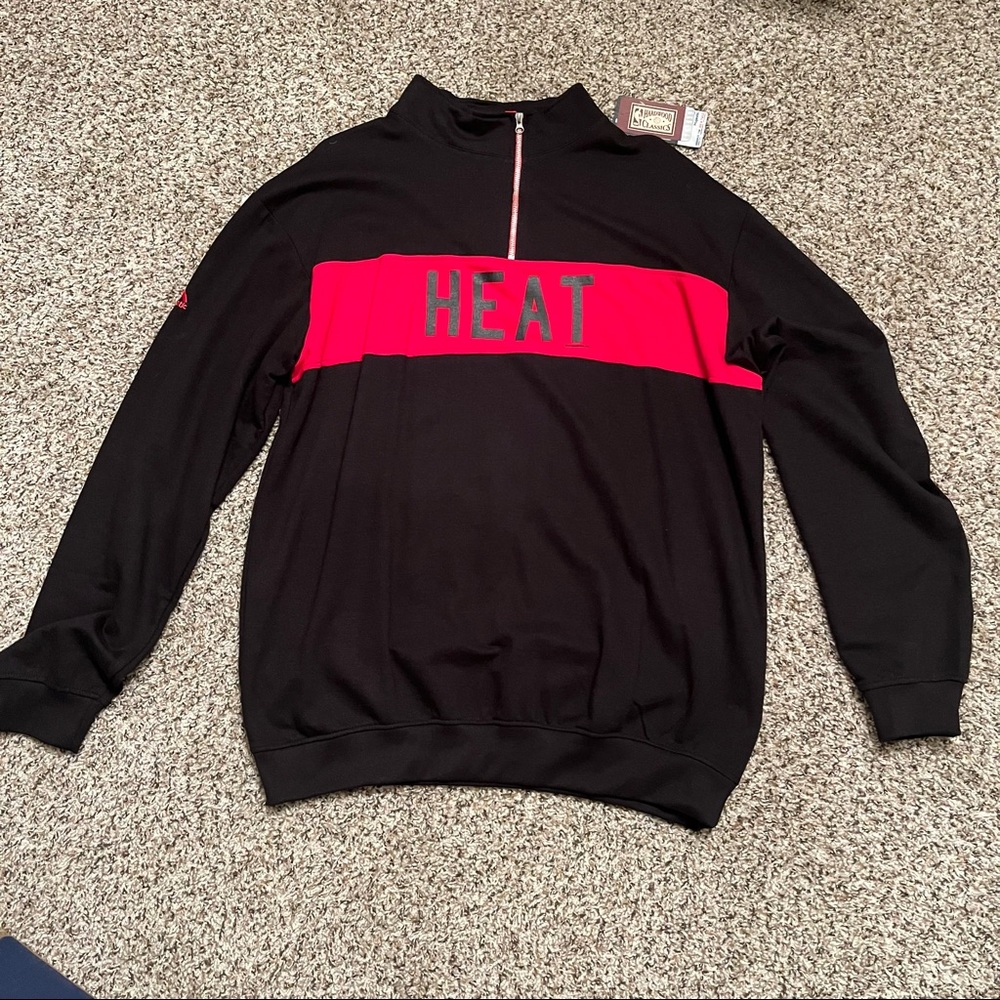NWT Men's Miami Heat Hardwood Classics Black Quarter Zip Pullover XLarge